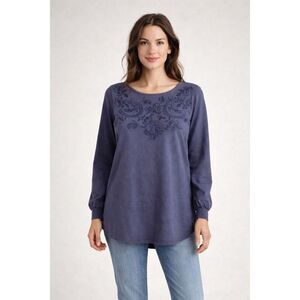 Pure Jill Petite Blue Embroidered Tunic Cotton Small